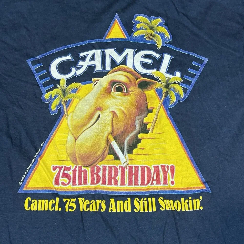 Vintage 1988 Camel Cigarettes 75th Birthday Graphic Tee Mens Large Single Stitch - Picture 2 of 16